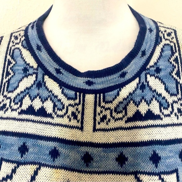 Yarn Works Vintage Women Aztec Sweater Dress Made USA 100% Cotton Size Large - Picture 4 of 7